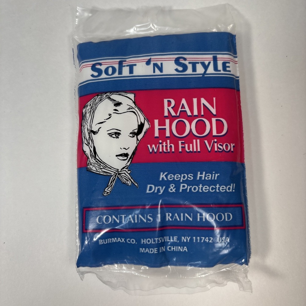 Vintage Soft 'N Style Rain Hood Bonnet with Full Visor Retro Hair Protection NEW